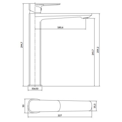 Cersanit S951-393 - Robinet de lavabo LARGA 29,5 cm doré