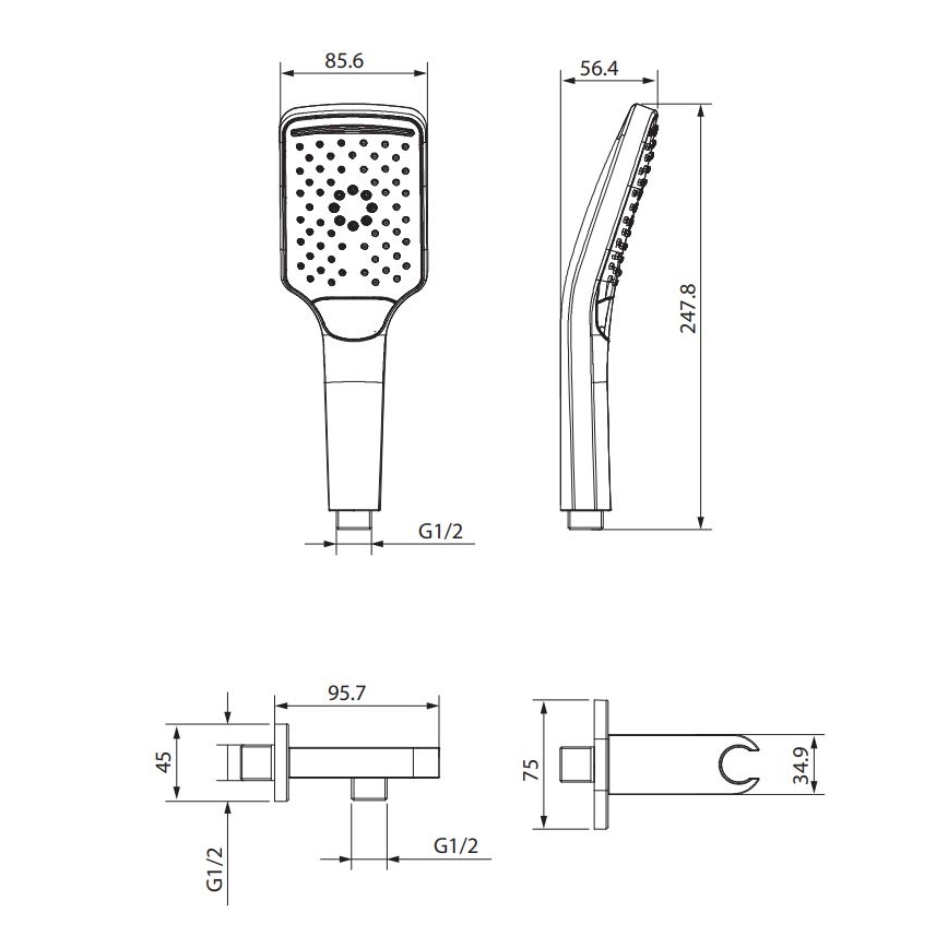 Cersanit S951-512 - Colonne de douche LARGA chrome brillant