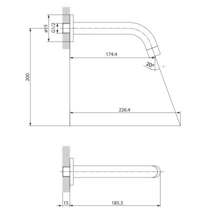 Cersanit S951-553 - Bec pour installation encastrée ZEN chrome brillant