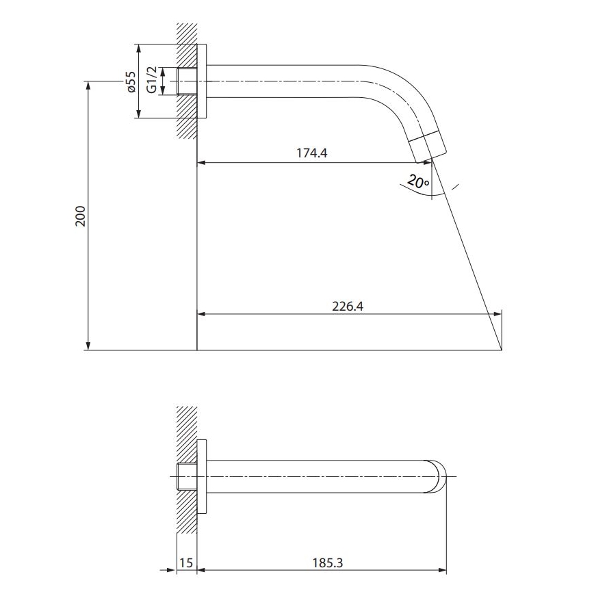 Cersanit S951-553 - Bec pour installation encastrée ZEN chrome brillant
