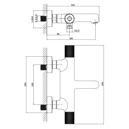 Cersanit S951-563 - Thermostatisch badkraan ZEN glanzend chroom