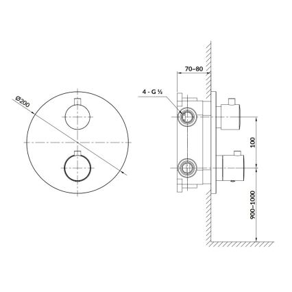 Cersanit S951-564 - Thermostatic shower tap for concealed installation ZEN glanzend chroom