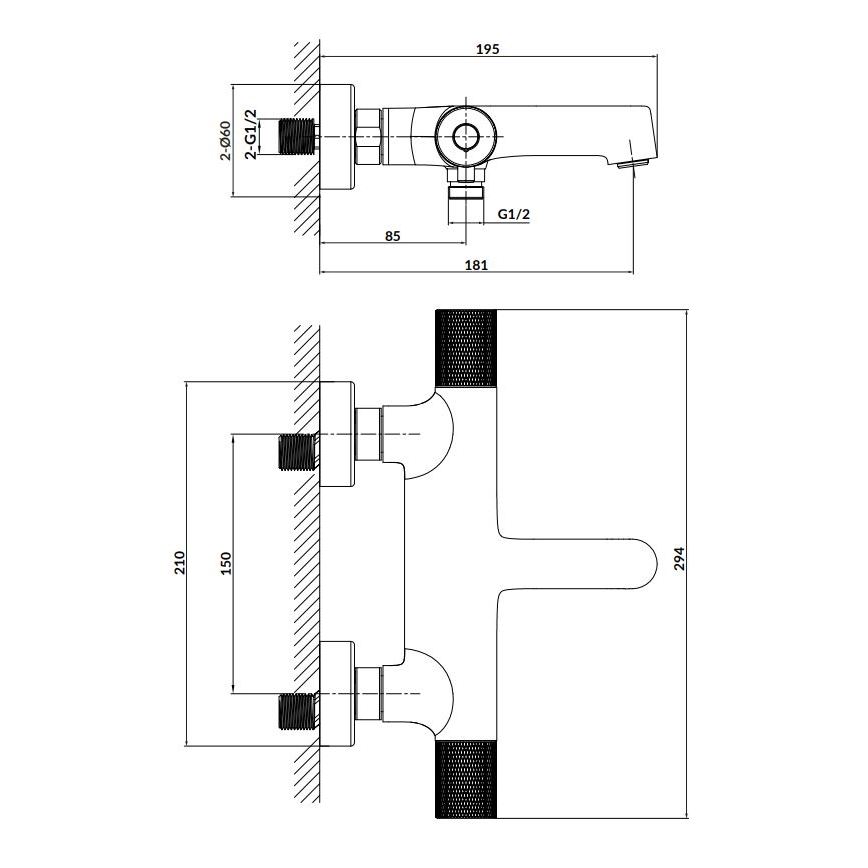 Cersanit S951-569 - Mitigeur thermostatique de baignoire ZEN noir