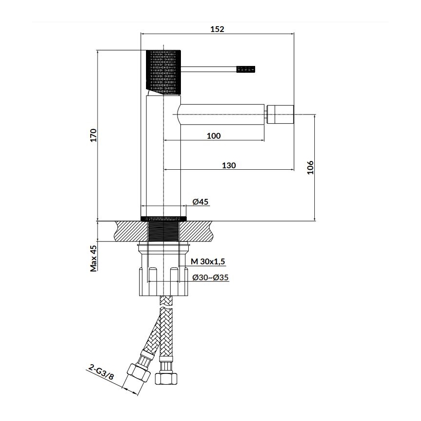 Cersanit S951-576 - Robinet de bidet ZEN noir