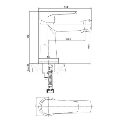 Cersanit S951-584 - Kraan voor wastafel MODUO 15,2 cm zwart