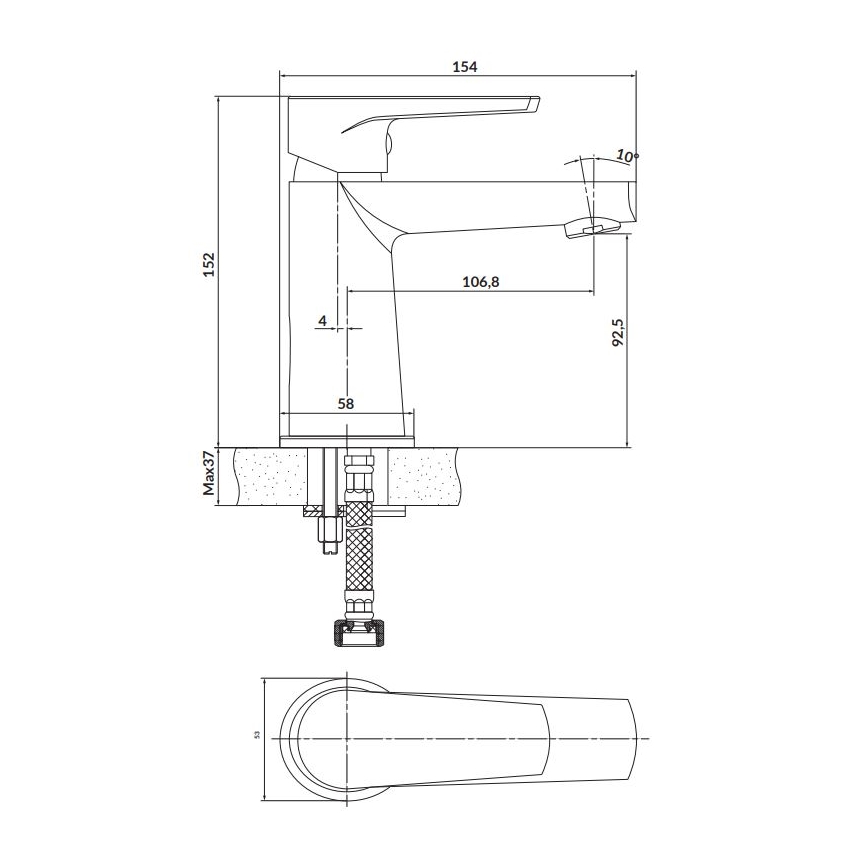 Cersanit S951-584 - Kraan voor wastafel MODUO 15,2 cm zwart