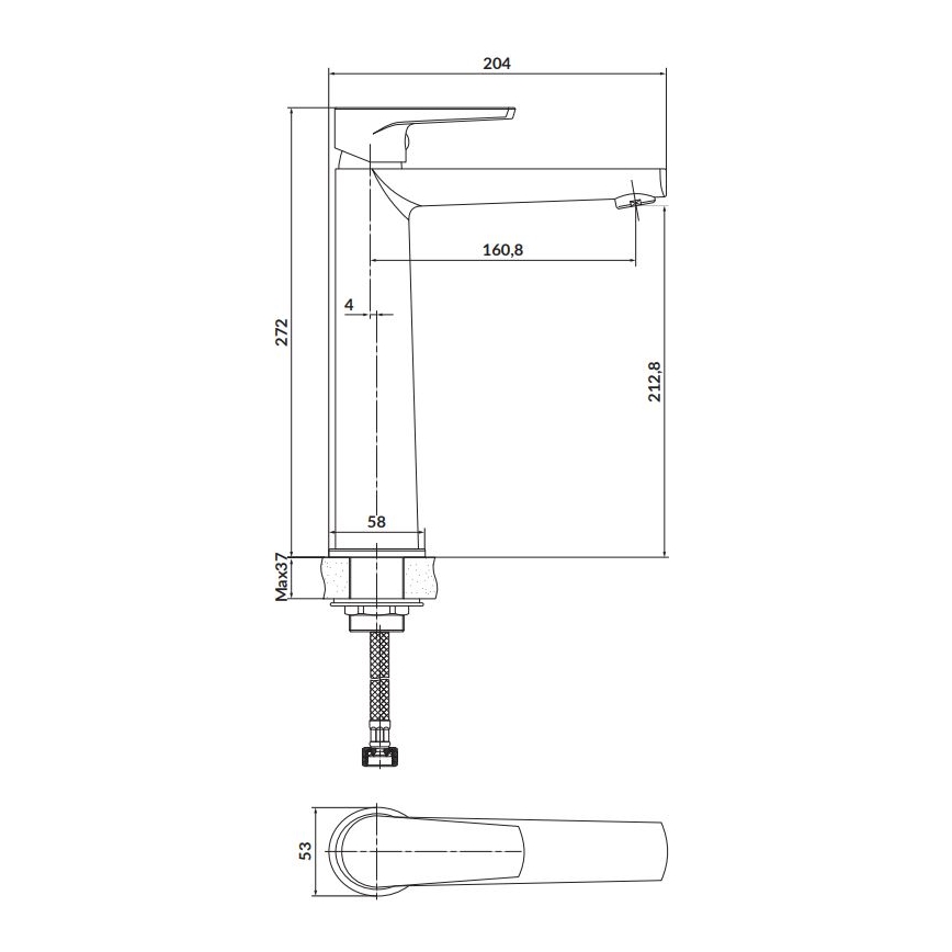 Cersanit S951-585 - Robinet de lavabo MODUO 27,2 cm noir