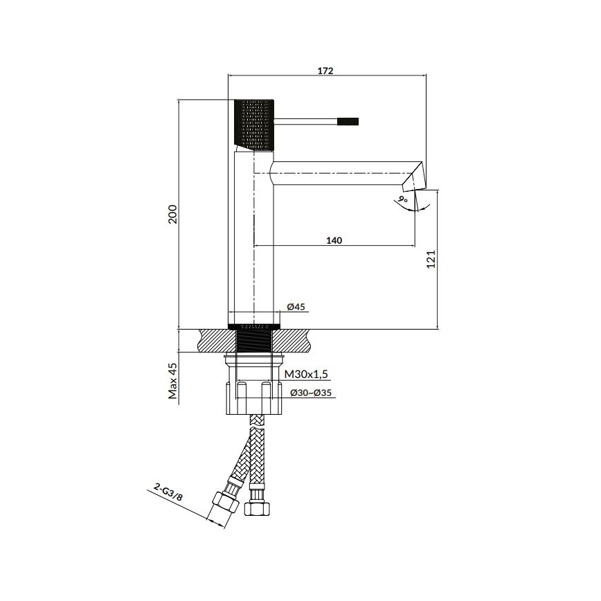 Cersanit S951-591 - Kraan voor wastafel ZEN 20 cm glanzend chroom