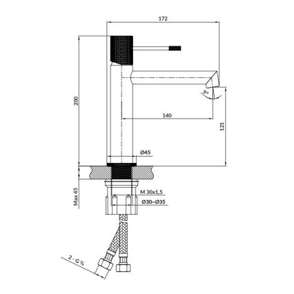 Cersanit S951-595 - Kraan voor wastafel ZEN 20 cm zwart