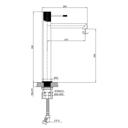 Cersanit S951-599 - Robinet de lavabo ZEN 32,2 cm noir