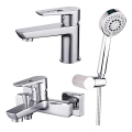 Cersanit S952-003 - Ensemble baignoire avec robinet + robinet de lavabo MILLE chrome brillant