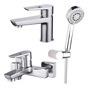 Cersanit S952-003 -Set de baignoire avec robinet + robinet de lavabo MILLE chrome brillant