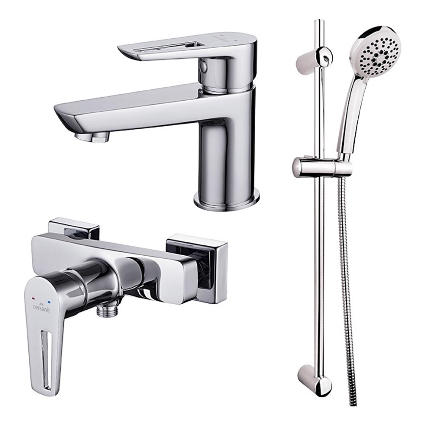 Cersanit S952-004-Doucheset met kraan + wastafelkraan MILLE glanzend chroom
