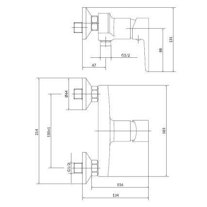Cersanit S952-004-Doucheset met kraan + wastafelkraan MILLE glanzend chroom