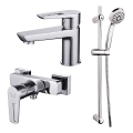 Cersanit S952-004 - Ensemble de douche avec robinet + robinet de lavabo MILLE chrome brillant