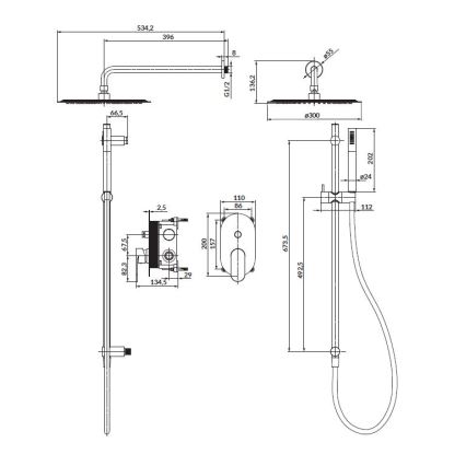 Cersanit S952-008 - Doucheset met inbouwkraan CREA glanzend chroom
