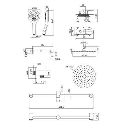 Cersanit S952-011 - Douche set met inbouwkraan MODUO glanzend chroom