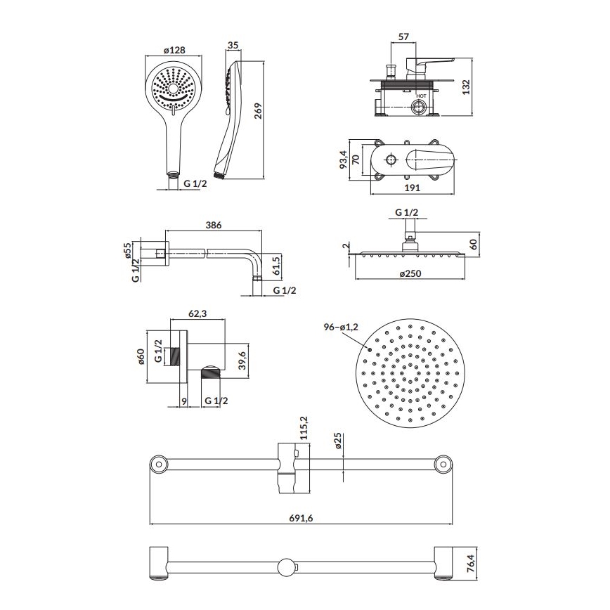 Cersanit S952-011 - Douche set met inbouwkraan MODUO glanzend chroom