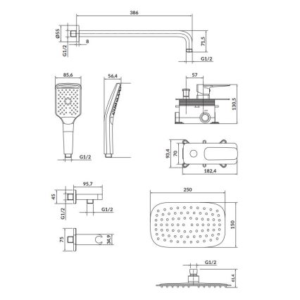 Cersanit S952-029 - Douche set met inbouwkraan LARGA glanzend chroom