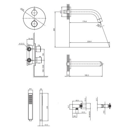 Cersanit S952-034 - Badset met thermostatische inbouwkraan ZEN glanzend chroom