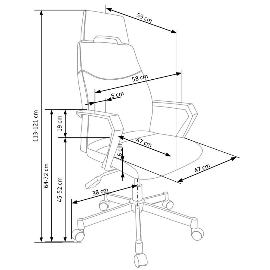 Chaise de bureau ELUN noire/grise