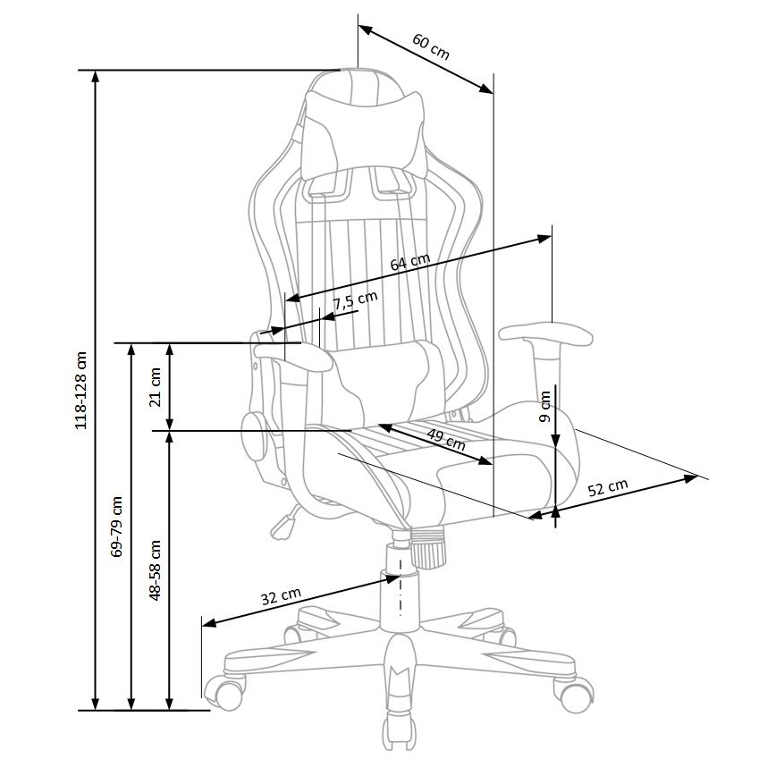 Chaise de bureau KODA — gris clair/bleu