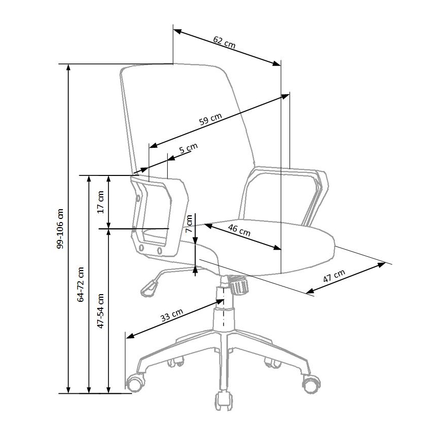 Chaise de bureau LONA blanche/gris clair
