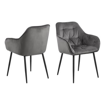 Chaise de salle à manger avec accoudoirs AYLIN 1 pcs gris foncé