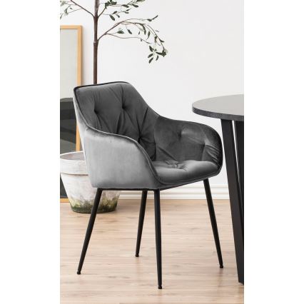 Chaise de salle à manger avec accoudoirs AYLIN 1 pcs gris foncé