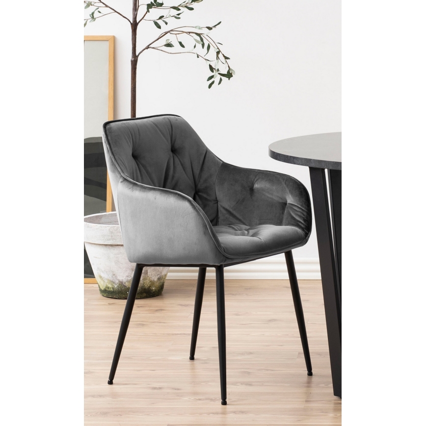 Chaise de salle à manger avec accoudoirs AYLIN 1 pcs gris foncé