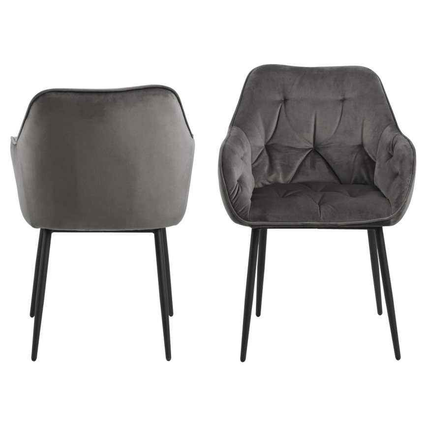 Chaise de salle à manger avec accoudoirs AYLIN 1 pcs gris foncé