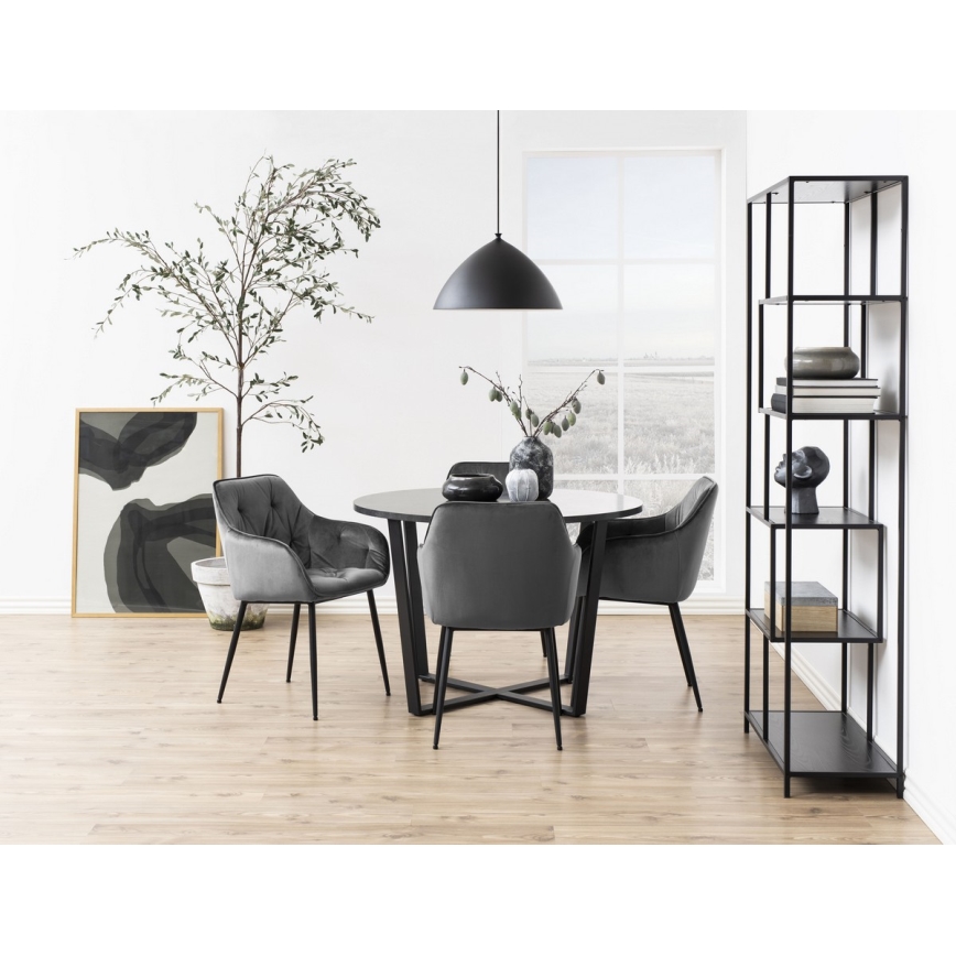 Chaise de salle à manger avec accoudoirs AYLIN 1 pcs gris foncé