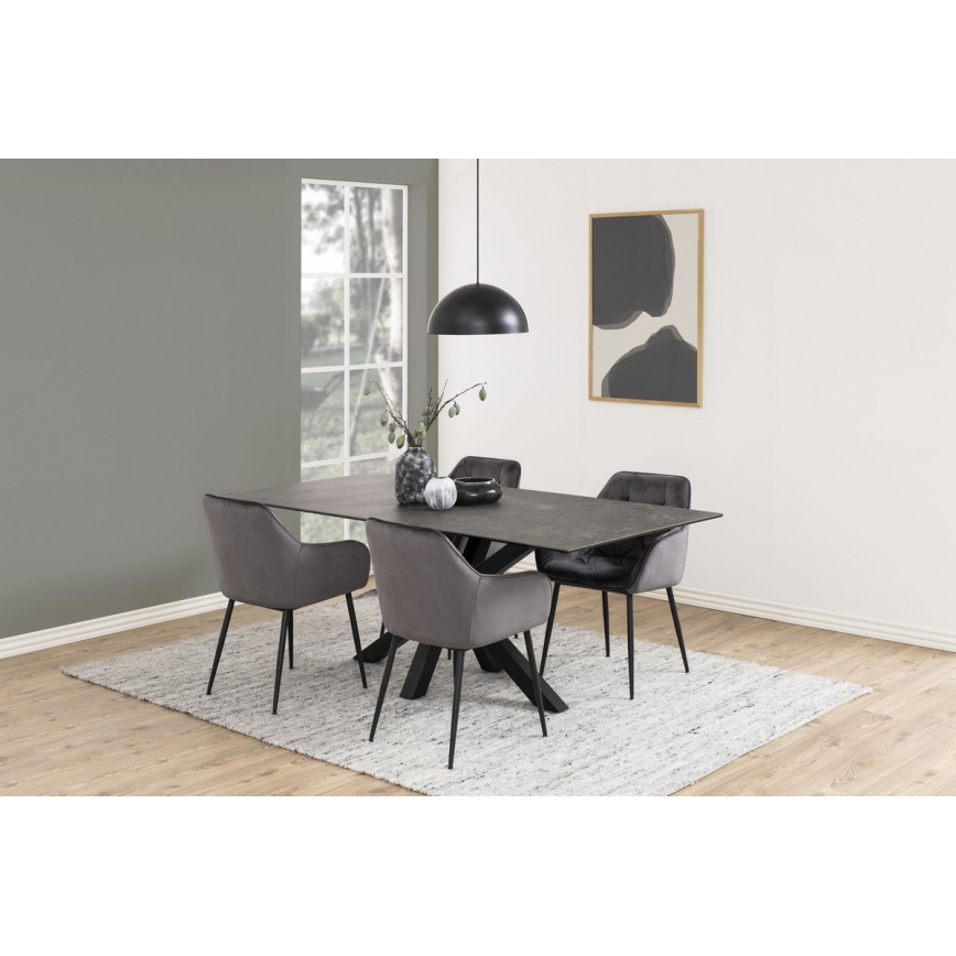 Chaise de salle à manger avec accoudoirs AYLIN 1 pcs gris foncé