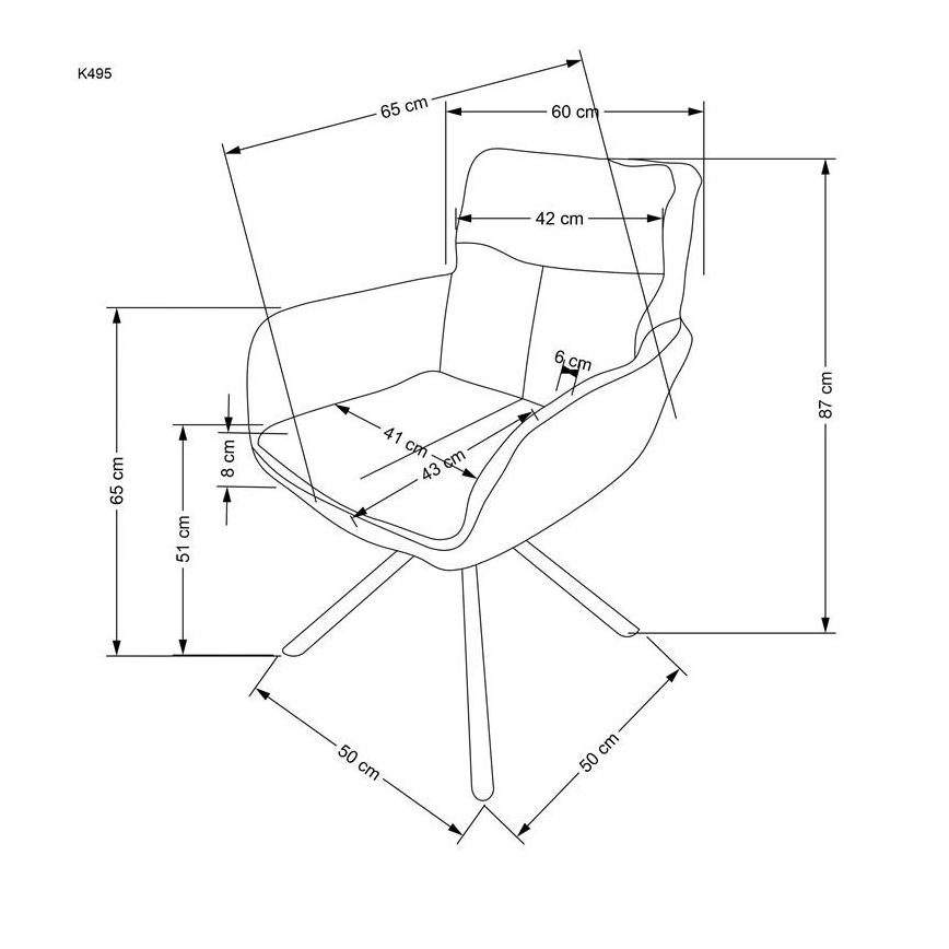 Chaise de salle à manger HALSA — 1 pièce, grise