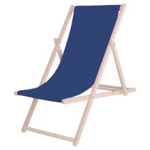Chaise longue bleu/hêtre