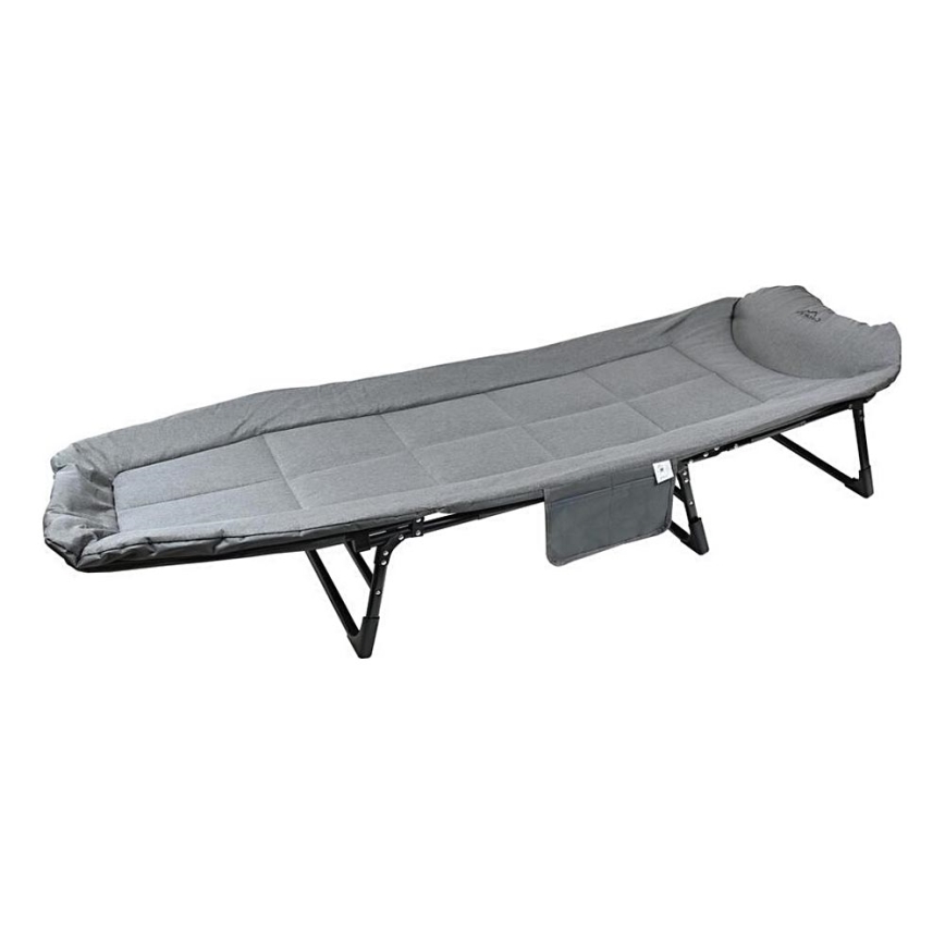 Chaise longue de camping pliante et réglable - gris