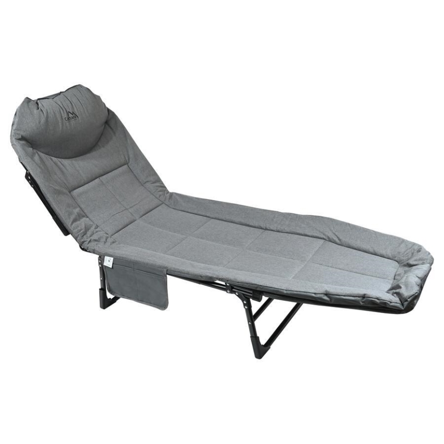 Chaise longue de camping pliante et réglable - gris