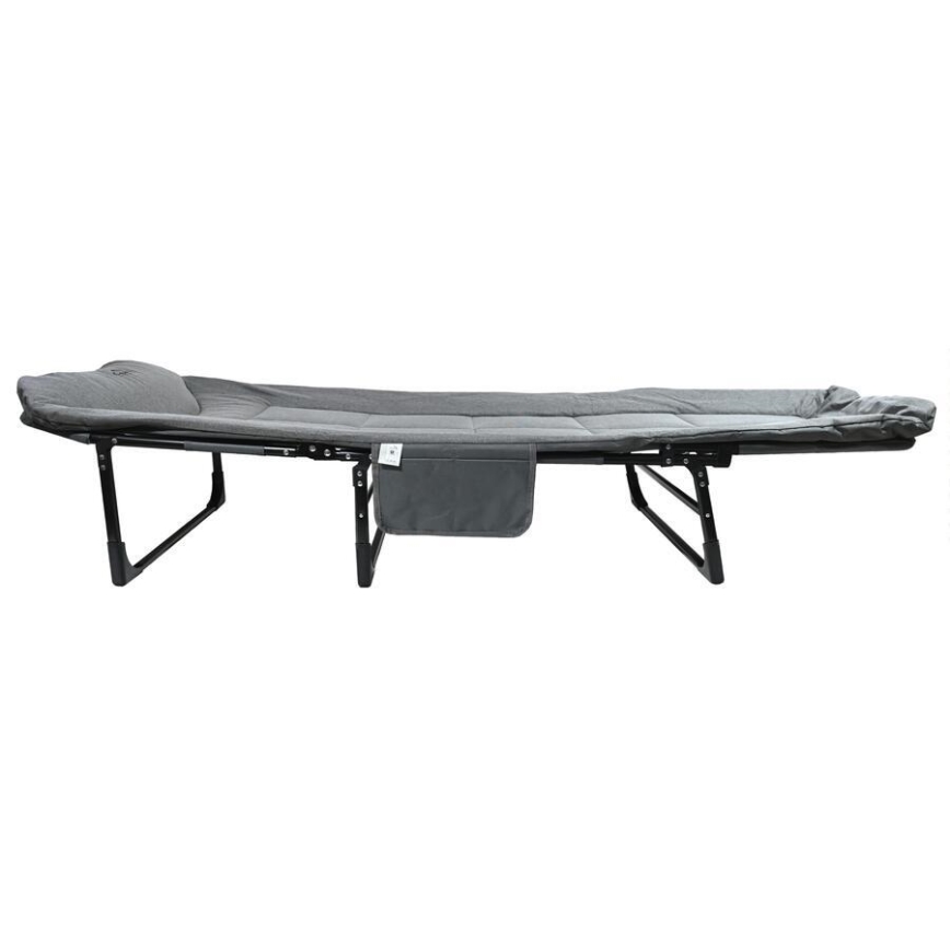 Chaise longue de camping pliante et réglable, grise