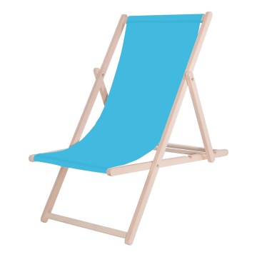 Chaise longue de jardin bleue/hêtre