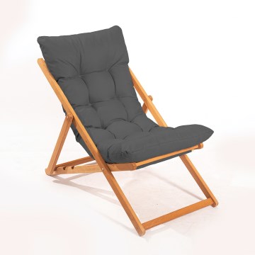 Chaise longue de jardin gris/hêtre