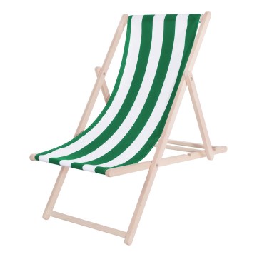 Chaise longue de jardin verte/blanche/hêtre