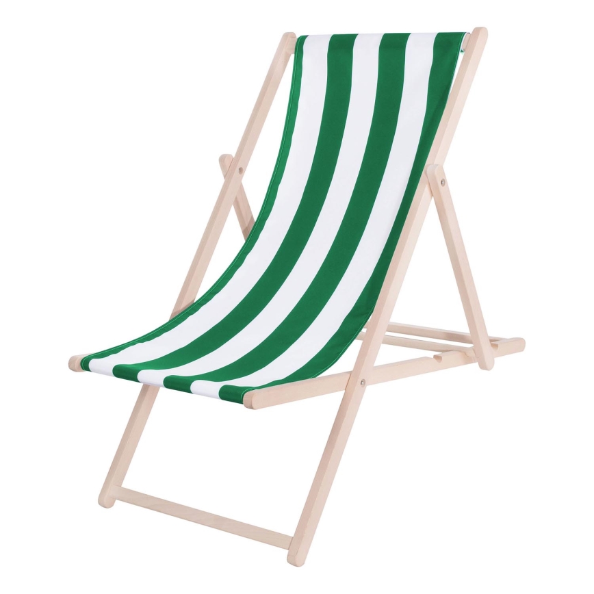 Chaise longue de jardin verte/blanche/hêtre