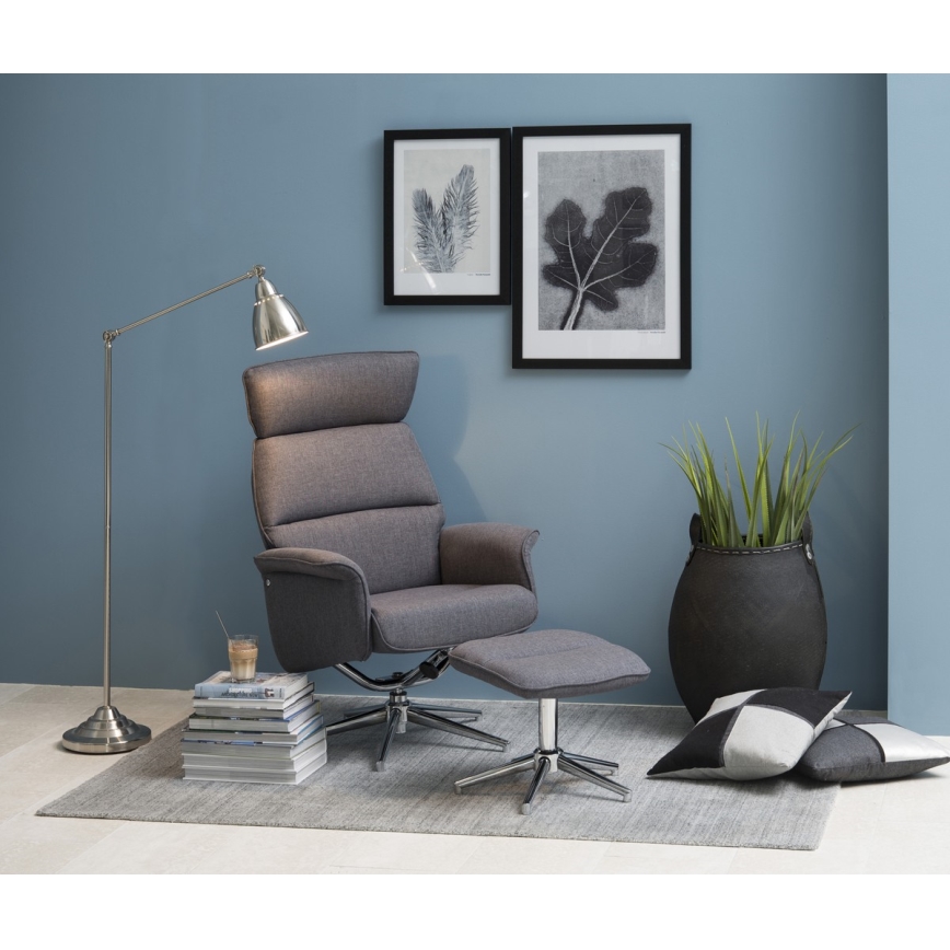 Chaise réglable avec repose-pieds DELIA gris foncé