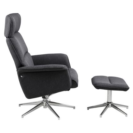 Chaise réglable avec repose-pieds DELIA gris foncé