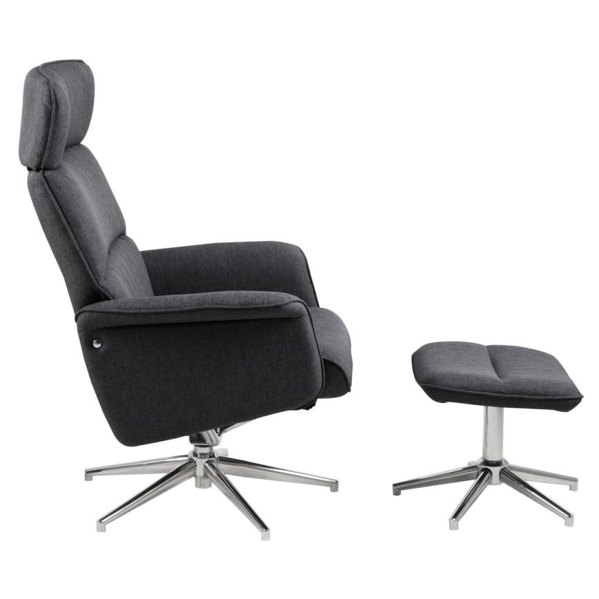 Chaise réglable avec repose-pieds DELIA gris foncé
