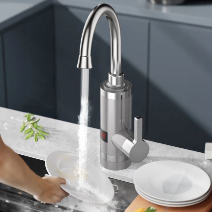 Chauffe-eau instantané avec écran LED 3000W/230V IPX4 acier inoxydable