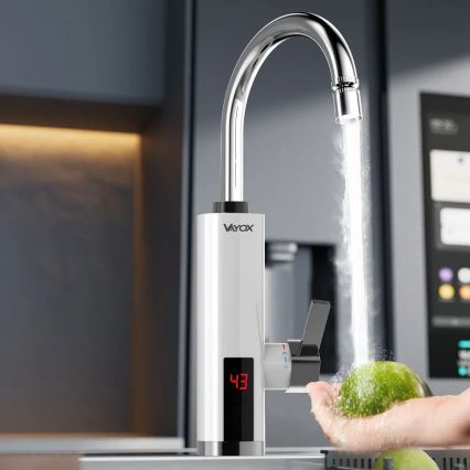 Chauffe-eau instantané avec écran LED 3000W/230V IPX4 blanc