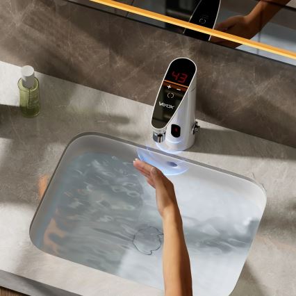 Chauffe-eau instantané tactile avec détecteur et écran LED 3000W/230V IPX4 blanc