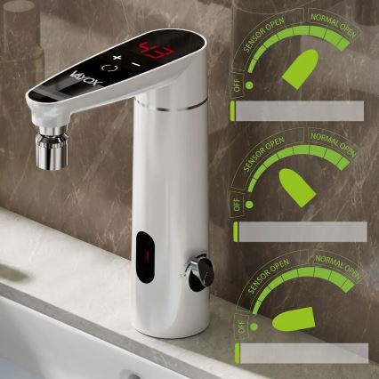 Chauffe-eau instantané tactile avec détecteur et écran LED 3000W/230V IPX4 blanc