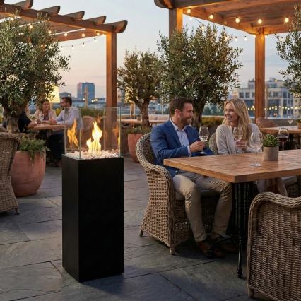 Cheminée au bioéthanol ALICANTE 26,5x80,5 cm 2kW noire + housse de protection